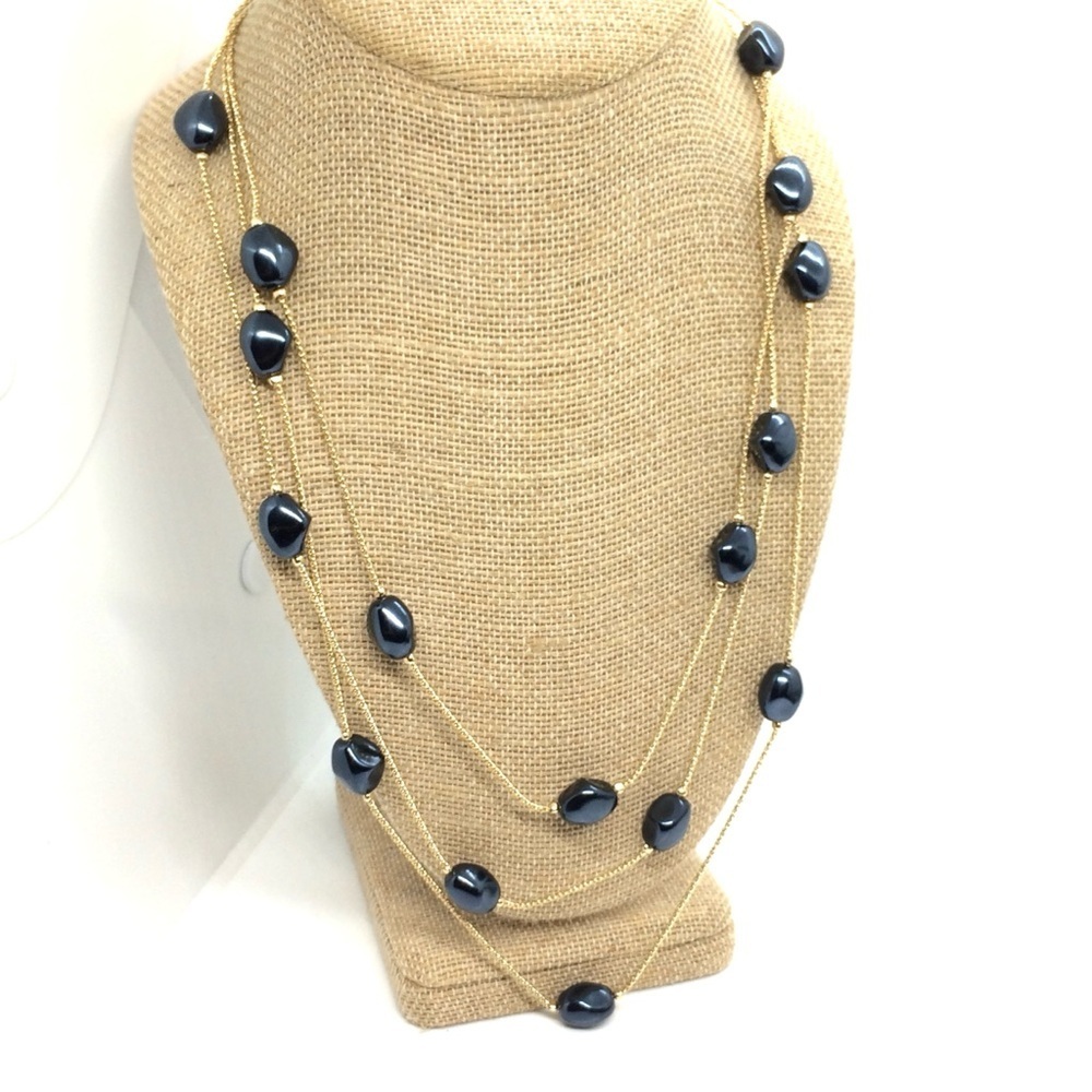 CHARTER CLUB IMITATION BAROQUE PEARL MULTI CHAIN LAYER NECKLACE GOLD TONE CHAIN